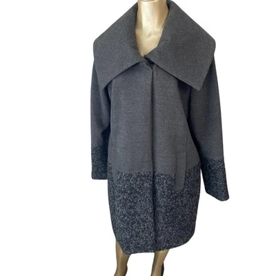 Abrigo Alfani Mujer Grande Mezcla Lana Gris Clásico Colorblock  Foto 1 de 4