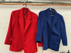 2 Count VTG Lizwear Blazer Speckle Tweed Wool Academia Preppy Career Business - Picture 1 of 14