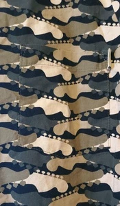 Guitar Camo Pattern Green Medical Scrub Top Tafford Brand Sz Medium 100% Cotton - Picture 1 of 6