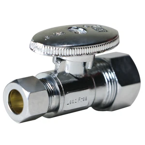 (10) 5/8" OD X 3/8" OD 1/4 TURN COMPRESSION STRAIGHT STOP VALVE (LEAD FREE) - Picture 1 of 8