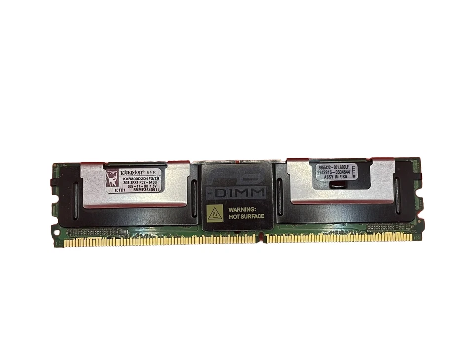 Mémoire KVR800D2D4F5/2G Kingston 2 Go DDR2 FB ECC PC2-6400 800 Mhz ENTIÈREMEN... - Photo 1/3