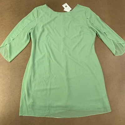 Grace Kain Womens Size XXL Light Green Loose Chiffon Elegant Evening Shift Dress - Image 1 of 4