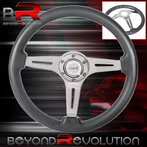 Type-R Button Horn + Metallic Gunmetal 3 Spoke Chrome Deep Dish Steering Wheel - Picture 1 of 4