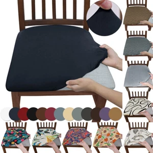 1-6pcs Dining Chair Seat Covers Stretch Jacquard Cushion Slipcovers Protector - Picture 1 of 75