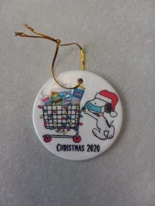 Masked Santa Snoopy Christmas Gift Peanuts Circle Shape Acrylic Bauble Ornament - Picture 1 of 2