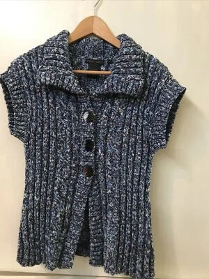 Cárdigan suéter azul manga corta con botones Nomadic Traders para mujer S pequeño Foto 1 de 3