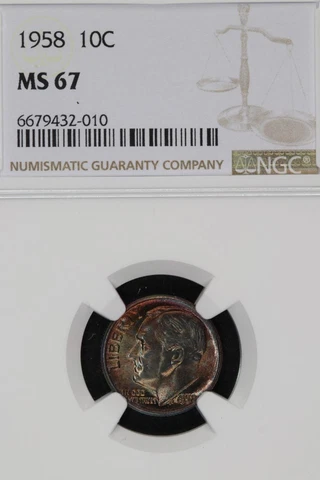 1958 Roosevelt Dime NGC MS67 Toned *DoubleJCoins* 1800-44 Cover