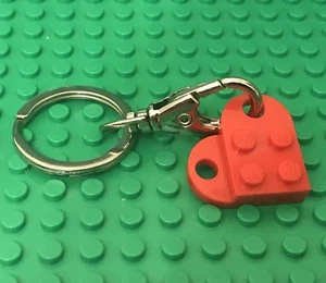 Lego Red Heart Key Ring / Chain Valentines Day Gift,Snap Hook Lobster Claw Clasp - Picture 1 of 5