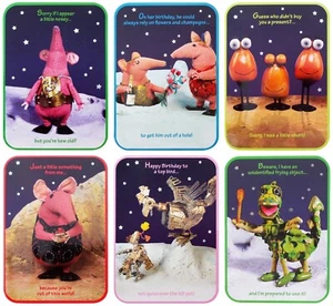Juego de 6 tarjetas de cumpleaños rectangulares de 17 cm x 12 cm sobre liso THE CLANGERS - Imagen 1 de 7