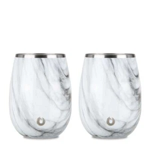 SNOWFOX Stainless Steel Grand Pinot Wine Glass, Set of 2 - Marble - Picture 1 of 6
