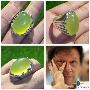 Imran khan Ring Natural Angoori Color Agate Ring 925 Silver Handmade Kaptan Ring - Picture 1 of 7