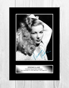 Veronica Lake A4 reproduction signed photograph poster. Choice of frame. - Bild 1 von 6