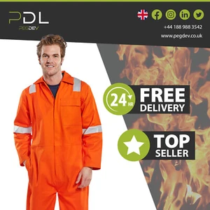 100% Cotton Fire Retardant Nordic Design Boilersuit Coverall - Various Colours - Picture 1 of 9