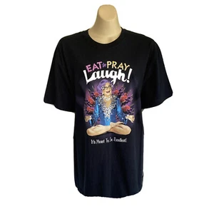 NEW Dame Edna T-Shirt Eat Pray Laugh '13 Tour Wmn Sz L 16 Cotton Short Slv Black - Picture 1 of 12