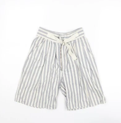 Globe Trotter Womens Grey Striped Cotton Blend Culotte Shorts Size W24 L6 in - Image 1 of 4
