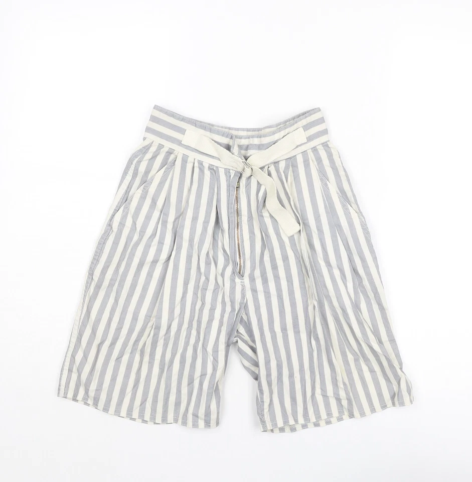 Globe Trotter Womens Grey Striped Cotton Blend Culotte Shorts Size W24 L6 in - Image 1 of 4