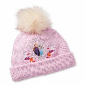 Disney Collection Purple Frozen 2 Elsa & Anna Beanie Sweater Hat Girl Size 4-6 - Picture 1 of 1