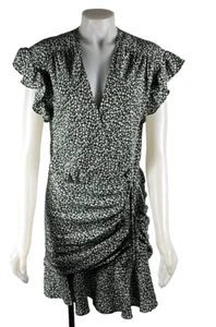Veronica Beard MARLA Green White Floral 100% Silk Ruched V-Neck Dress Sz 10 - Picture 1 of 5