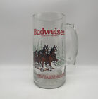 Vintage Anheuser Busch Budweiser Clydesdale Holiday Glass Beer Mug Stein for sale