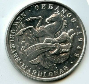 Martedì Grasso Doubloon Krewe di Okeanos 1980 Alluminio - Foto 1 di 2
