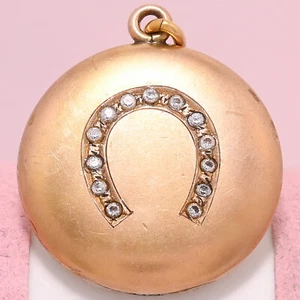 Antique Victorian Horseshoe Paste Gold Filled Pendant Locket - Picture 1 of 7