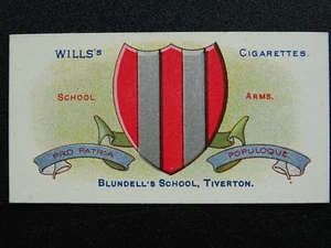 No.9 DEVON TIVERTON - BLUNDELL'S SCHOOL School Arms by W.D.& H.O.Wills 1906 - Picture 1 of 1
