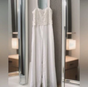 Lucca White lined Jumpsuit W/crochet Bodice & pockets XS Excellent Condition - Picture 1 of 18