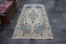 Area rug, Vintage rug, Turkish handmade rug, Wool rug, 4 x 7.4 ft. MBZ3489