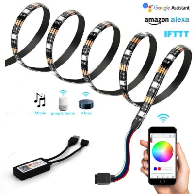 RGB USB 5V LED Strip Light Smart WiFi TV Back Light wi fi Alexa Google Home lamp - Image 1 of 4
