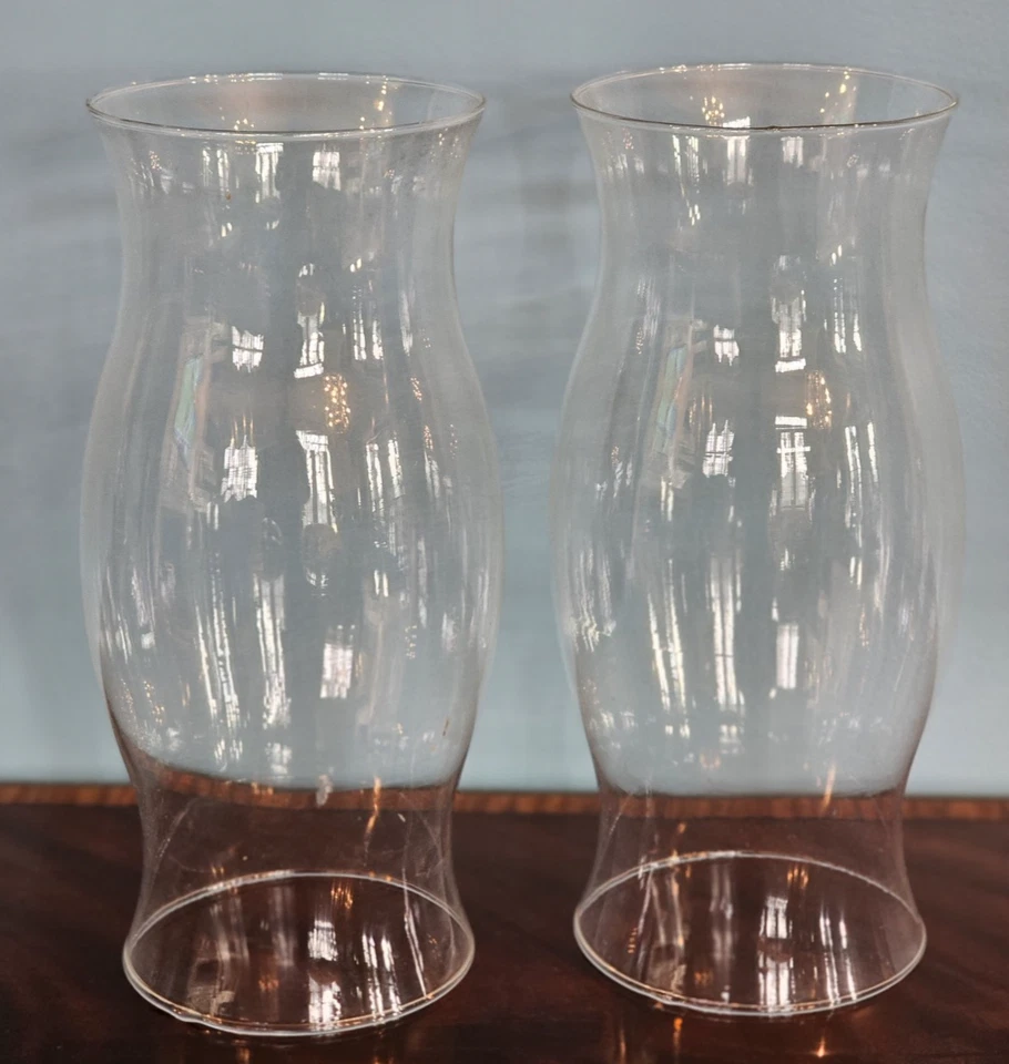 Pair of Williamsburg Style Glass Hurricane Shade 12" H - Image 1 of 4
