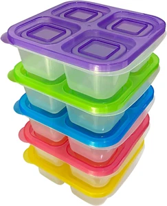 5 Pcs Bento Snack Food Containers, Divided Food Storage with Lids for Travel, Re - Picture 1 of 7