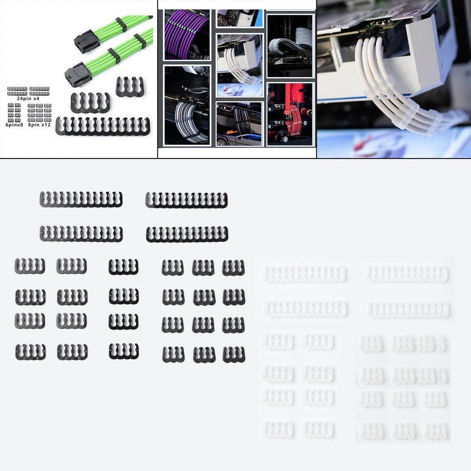 24x Cable Comb 24 Pin 8 Pin 6 Pin PC Cable Ties 3 Types Set for 3.0-3.6mm Wire - Image 1 of 1