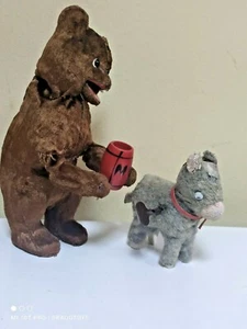 VINTAGE DONKEY AND BEAR WIND UP FRIENDS TOYS 1 KEY SOVIET ERA USSR BULGARIA - Picture 1 of 12