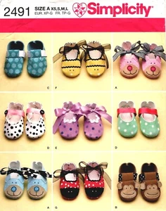 Simplicity 2491 Babyschuhe Schnittmuster ungeschnitten XS-L - Bild 1 von 2