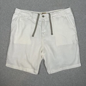 Pantalones Cortos Chinos TRUE GRIT Island de Lino para Hombres 40 Blanco Playa Costero Cordón 9" - Imagen 1 de 13