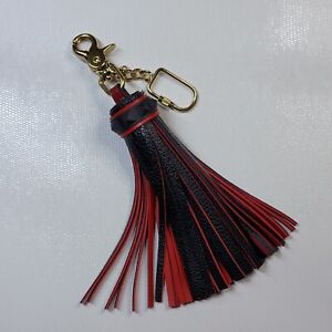Black Red Bottom Spiked FX Leather Tassel, Custom Bag Purse Charm KEY CHAIN 