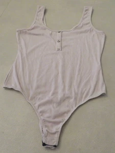 Mikey & Joey Womens Bodysuit Size L Beige Tan Faux Buttons Sleeveless - Picture 1 of 8