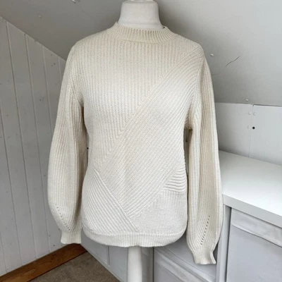 Sezane Jumper Size L Ivory Merino & Alpaca Blend Chunky Knit Sweater - Image 1 of 4