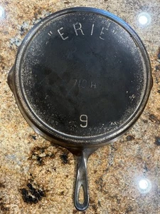 VTG "Erie" Arc 9 Cast Iron Skillet 710 H Heat Ring No Wobble No Warp - Picture 1 of 20