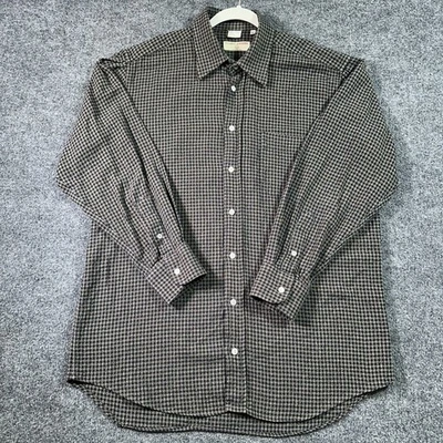 Luciano Barbera Flannel Shirt Men's Large Plaid Check Beige Black Made in Italy - Image 1 of 4