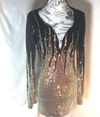 Nuevo con etiquetas Moda Nova The Rundown Mini Vestido Formal Lentejuelas Negro Combo Talla Mediana Foto 1 de 4