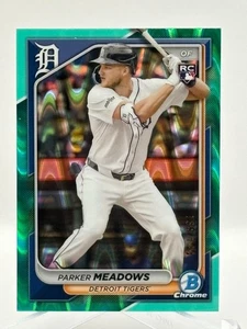 2024 Bowman Chrome Baseball RC #98 Parker Meadows AquaRay Wave Refractor 184/199 - Picture 1 of 4