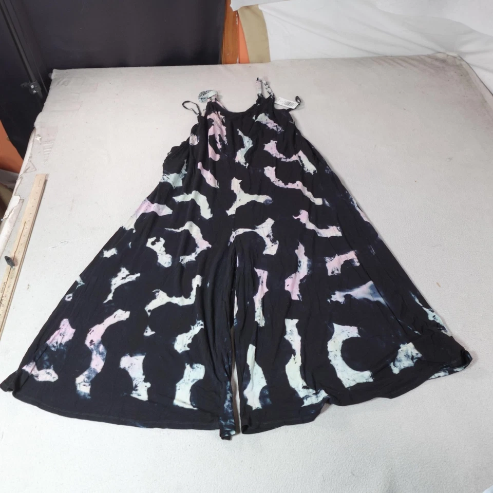 Mono tórrido para mujer 0 negro tie dye tejido súper suave pierna ancha cuello en V culotte Foto 1 de 4