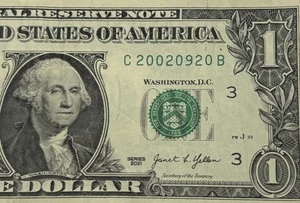 Birthday Note September 20 2002 Fancy Serial Number One Dollar BillC20020920B FW - Picture 1 of 6