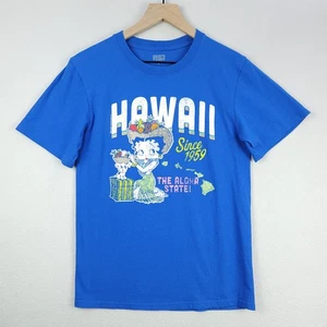 Brisco Brands Betty Boop Hawaii Shirt Mens Small Blue Cotton Vintage Style Hula - Picture 1 of 9