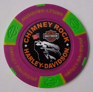 CHIMNEY ROCK HARLEY-DAVIDSON (NC) Full Color Purple/Green Poker Chip - Picture 1 of 2