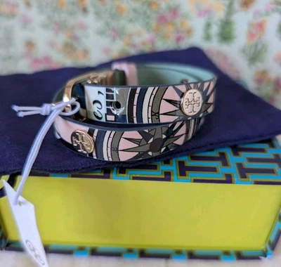 Двусторонний кожаный двойной браслет Tory Burch Constellation новый с ценниками - Изображение 1 из 4