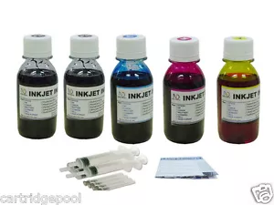 Refill ink kit for HP 27 28 Officejet 4315 3845xi 4215v FAX 1240 5x4oz/s/gloves - Zdjęcie 1 z 1
