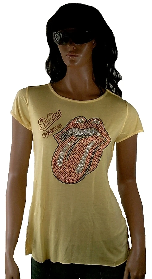 WoW Amplified Official Rolling Stones Strass Tongue Oversize Rock Star T-Shirt L - Image 1 of 1