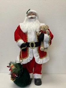 Santa Claus - Large 3' Tall - Standing - Teddy Bear and Bag with Gifts - Picture 1 of 12